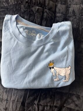 Goat USA Men's Light Blue Short Sleeve Graphic Tee - Crown Goat Logo